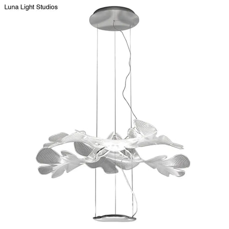 Floral Chandelier Art Deco Acrylic Led Ceiling Light For Living Room - Clear