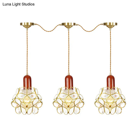 Floral Cluster Pendant Light - Metal Gold 3/5/7 Heads Tradition Series Hanging Ceiling Lamp
