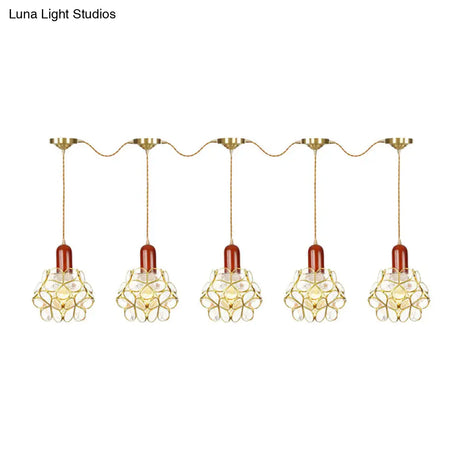 Floral Cluster Pendant Light - Metal Gold 3/5/7 Heads Tradition Series Hanging Ceiling Lamp