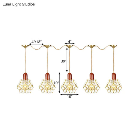Floral Cluster Pendant Light - Metal Gold 3/5/7 Heads Tradition Series Hanging Ceiling Lamp