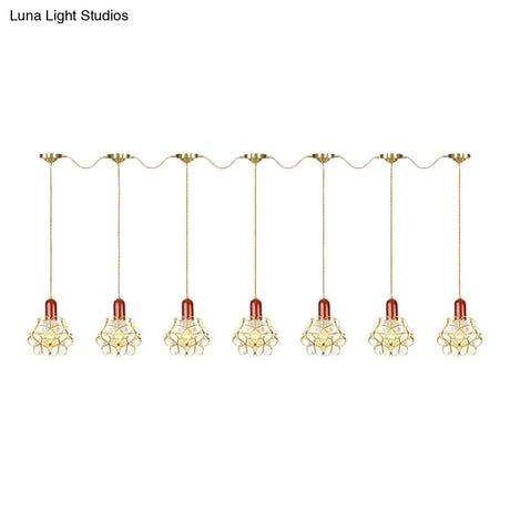 Floral Cluster Pendant Light - Metal Gold 3/5/7 Heads Tradition Series Hanging Ceiling Lamp