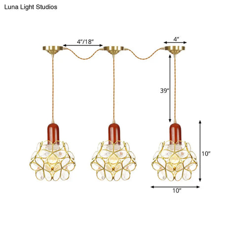 Floral Cluster Pendant Light - Metal Gold 3/5/7 Heads Tradition Series Hanging Ceiling Lamp