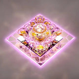 Floral Flush Mount Led Ceiling Light With Crystal Shade - Elegant And Simple Clear / Blue