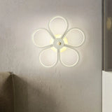 Floral Led Acrylic Wall Sconce Light Fixture White Cartoon Lighting For Bedroom
