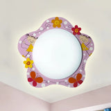 Floral Pink Acrylic Ceiling Lamp: Lovely Flush Mount Light For Girls Bedroom And Hallway / Third