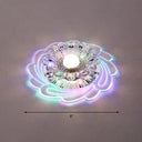 Floral Shade Crystal Led Flush Mount Lighting For Entryway - Minimalist Design Clear / Multi Color