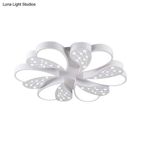 Floral White Flush Mount Ceiling Lamp With Crystal For Modern Baby Room