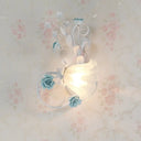 Flower Shade Frosted Glass Wall Sconce - Countryside 1-Light Bedroom Lamp In White / Right