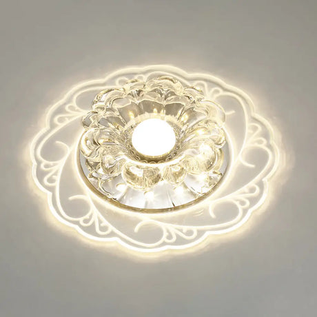 Flower Shape Crystal Flush Mount Ceiling Light Fixture With Led Modern Aisle Lighting Clear / B