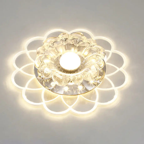 Flower Shape Crystal Flush Mount Ceiling Light Fixture With Led Modern Aisle Lighting Clear / I