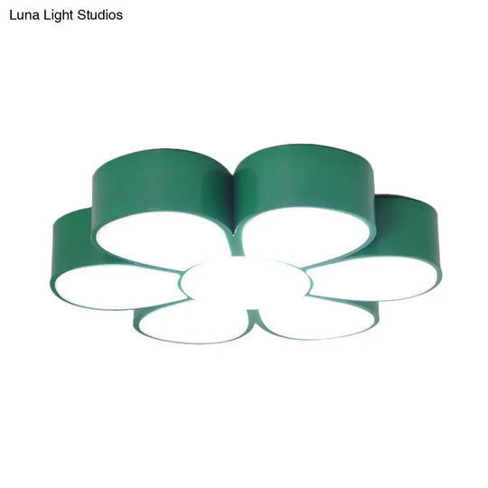Flower - Shaped Kids Flush Ceiling Light Fixture In Vibrant Yellow/Green/Red With Acrylic Shade