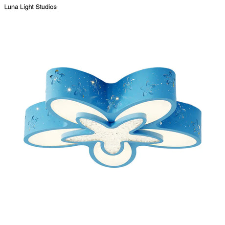 Flower - Shaped Led Cartoon Flush Ceiling Light For Kids’ Bedrooms In Pink/Blue