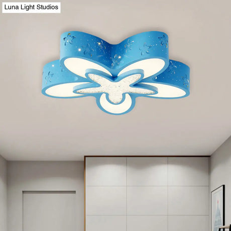 Flower - Shaped Led Cartoon Flush Ceiling Light For Kids’ Bedrooms In Pink/Blue