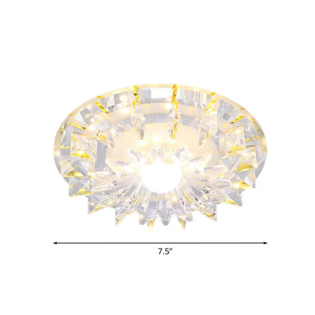 Flush Mount Led Corridor Ceiling Light Fixture With Clear Crystal Shade In Warm/White/Multi Color