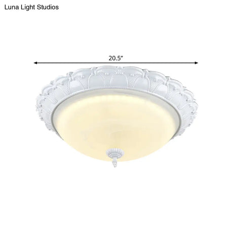 Flush Mount Led Dome Light In Cottage White With Frosted Glass 16’/20.5’ Width - Available Warm