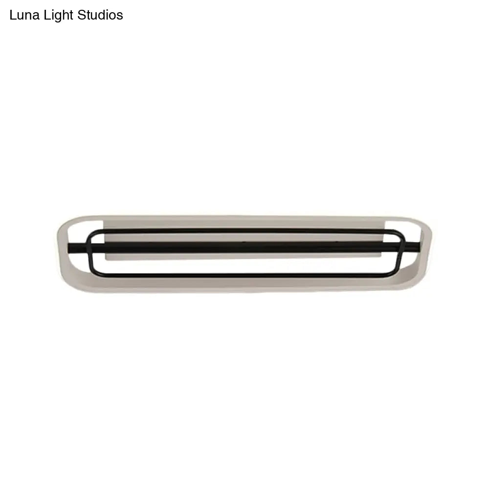 Flush Mounted Led Ceiling Light In Modern Metallic Black & White/Black Gold 16/23.5 Length