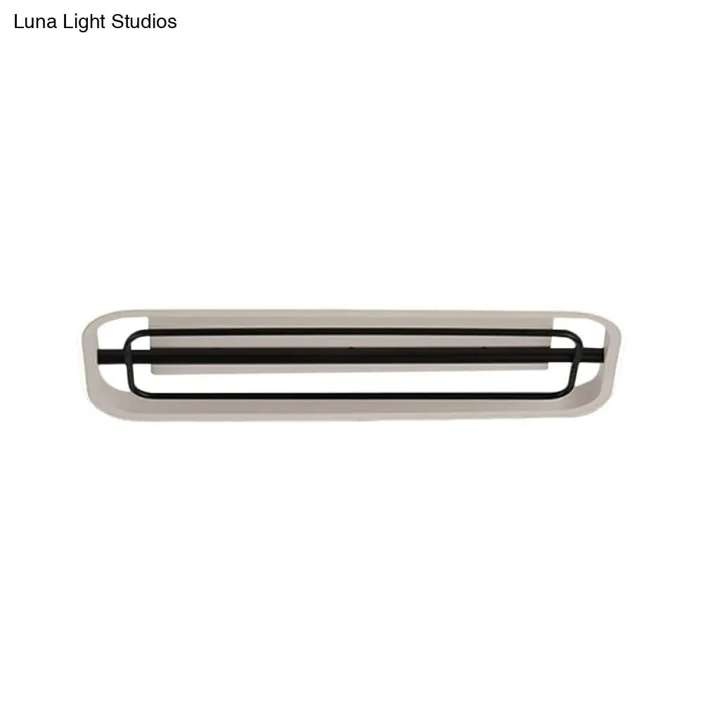 Flush Mounted Led Ceiling Light In Modern Metallic Black & White/Black Gold 16’/23.5’ Length