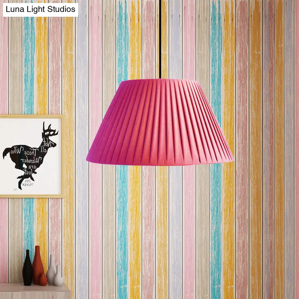 Foldable Fabric Hanging Pendant Lamp - Perfect For Girls Bedroom Rose Red