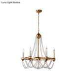 French Country Crystal Chandelier With 6 Lights In Antique Brass Finish