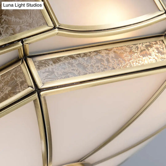 Frosted Glass Brass Scallop Flush Mount Lamp With Curved Design For Bedroom - 3/5 Heads