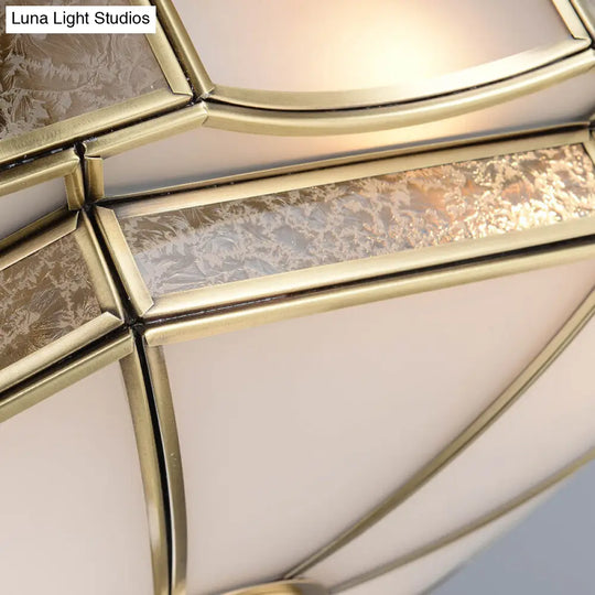 Frosted Glass Brass Scallop Flush Mount Lamp With Curved Design For Bedroom - 3/5 Heads