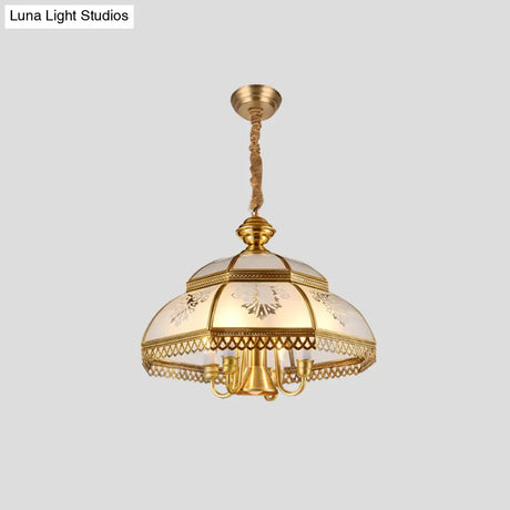 Frosted Glass Chandelier Pendant Light For Dining Room - Nickel Geometric Shape Classic Design
