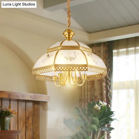 Frosted Glass Chandelier Pendant Light For Dining Room - Nickel Geometric Shape Classic Design