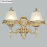 Frosted Glass Cloche Wall Sconce: Traditional 2-Head Dining Room Lamp With White Trim