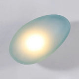 Frosted Glass Cobblestone Wall Sconce: Art Deco 1-Light Mount For Living Room Blue / Oval