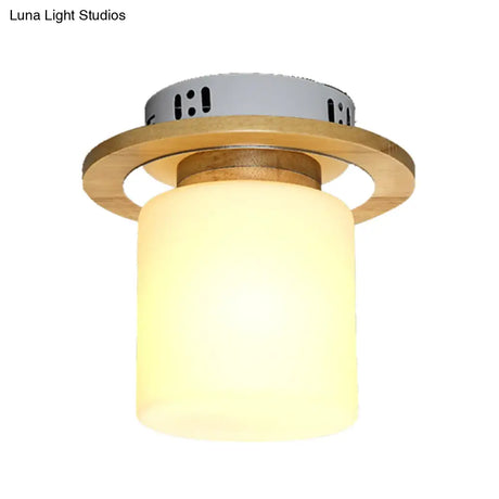Frosted Glass Geometric Flush Mount Light - Nordic Style Ceiling Fixture For Corridor In White