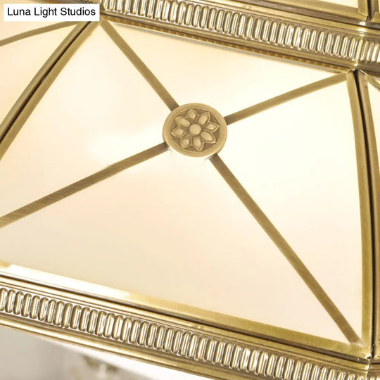 Frosted Glass Gold Pendant Chandelier Bowl - Colonial Ceiling Hang Fixture For Kitchen (7 Lights)