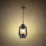 Frosted Glass Pendant Light Fixture: Kerosene 1-Light Warehouse Ceiling Lamp For Restaurants Black