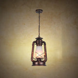 Frosted Glass Pendant Light Fixture: Kerosene 1-Light Warehouse Ceiling Lamp For Restaurants Copper