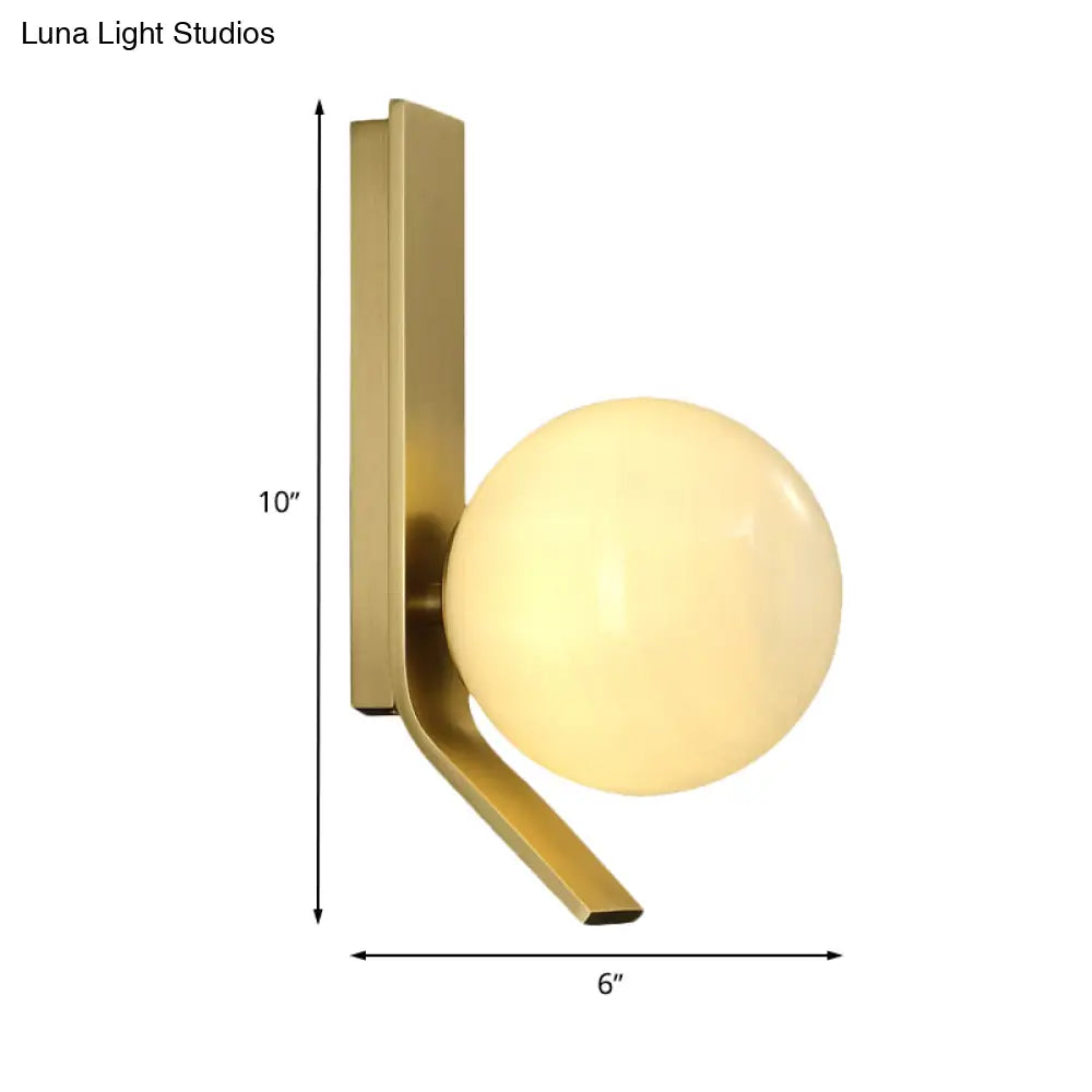Frosted Glass Sconce: Luxury Brass Wall Mounted Light With Curved Metal Backplate
