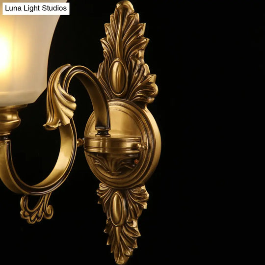Frosted Glass Sconce With Bell-Shaped Panels - Antiqued Bronze 1-Light Bedside Wall Lighting Fixture