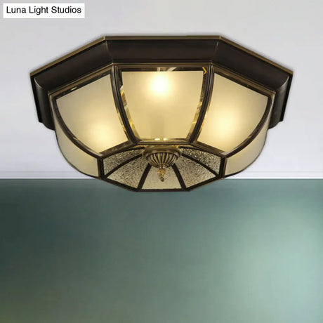 Frosted Glass Vintage Ceiling Fixture With 3/4 - Bulb Black Flush Mount 14’/18’ Width