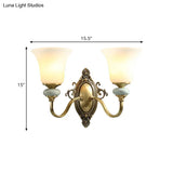 Frosted Glass Wall Lamp With Vintage Brass Finish For Bedside And Lighting