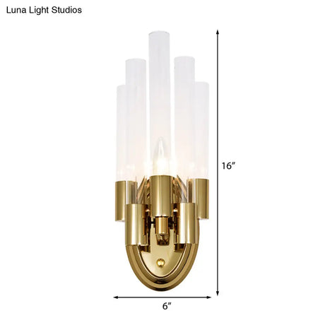 Frosted Glass Wall Sconce Lamp - Modern Stylish Tubed Design With Brass Finish Ideal For Living Room