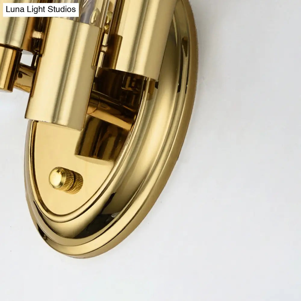 Frosted Glass Wall Sconce Lamp - Modern Stylish Tubed Design With Brass Finish Ideal For Living Room