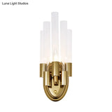 Frosted Glass Wall Sconce Lamp - Modern Stylish Tubed Design With Brass Finish Ideal For Living Room