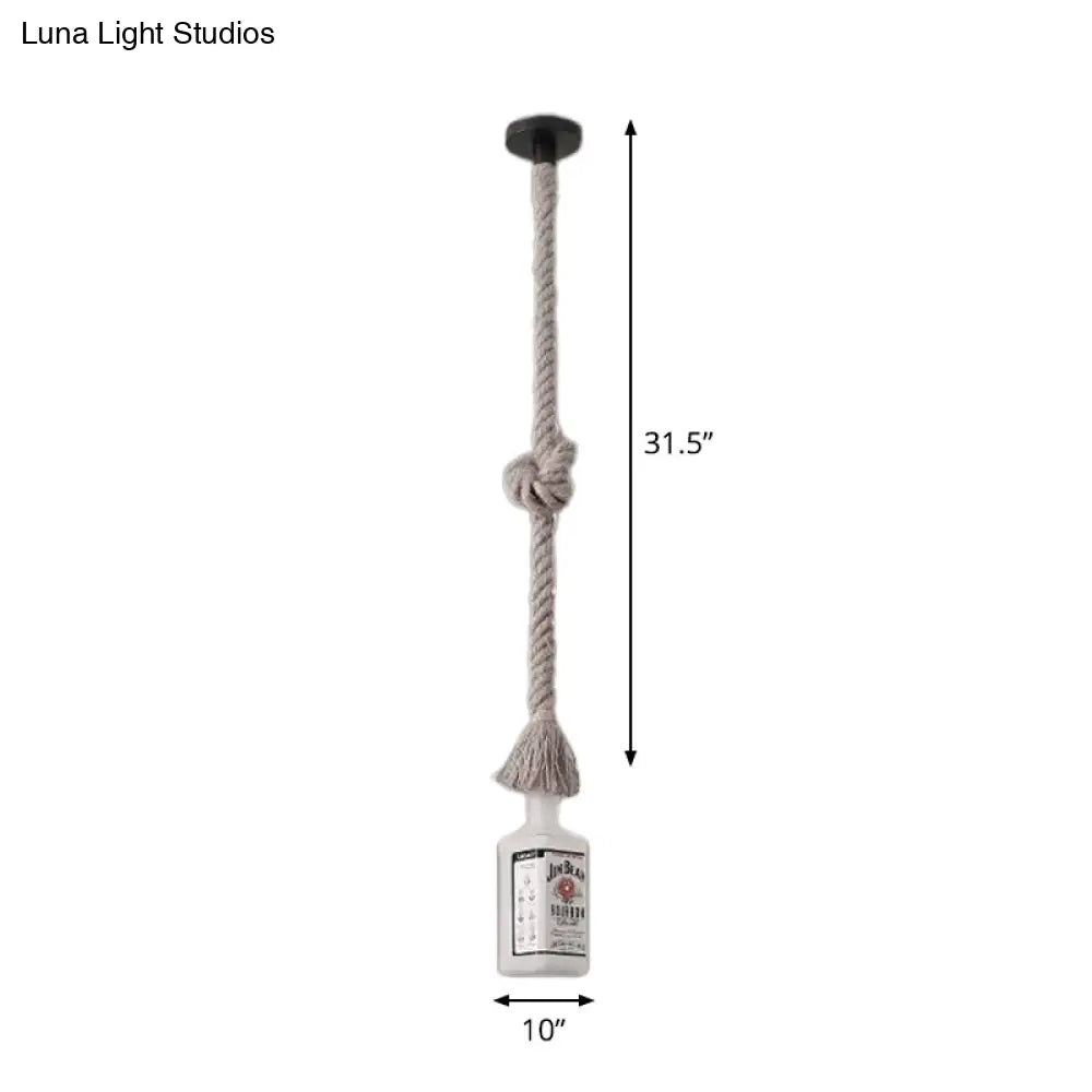 Frosted White Glass Island Lamp - Loft Style Black Wine Bottle Design Perfect For Restaurants
