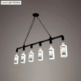 Frosted White Glass Island Lamp - Loft Style Black Wine Bottle Design Perfect For Restaurants