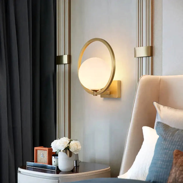 Full Copper Post-Modern Living Room Bedroom Bedside Light Luxury Bean Wall Lamp Tv Background