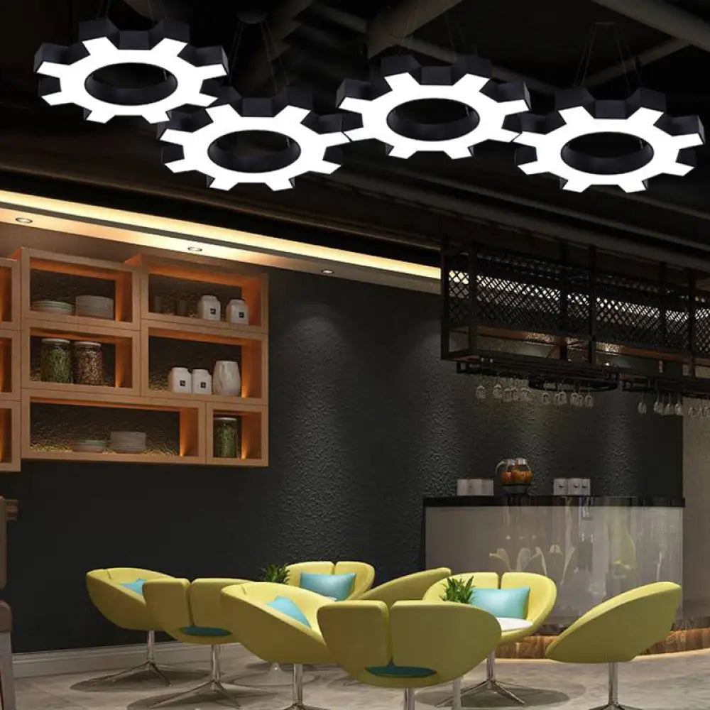 Gear Shaped Gym Pendant Lighting Metallic Modern Style Led Hanging Light Fixture
