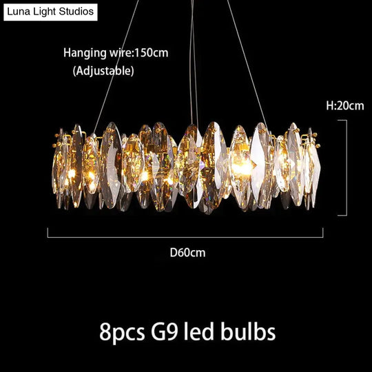Genesis - Modern Luxury Crystal Chandelier Round/Wave Design D60Xh20Cm / Cool White