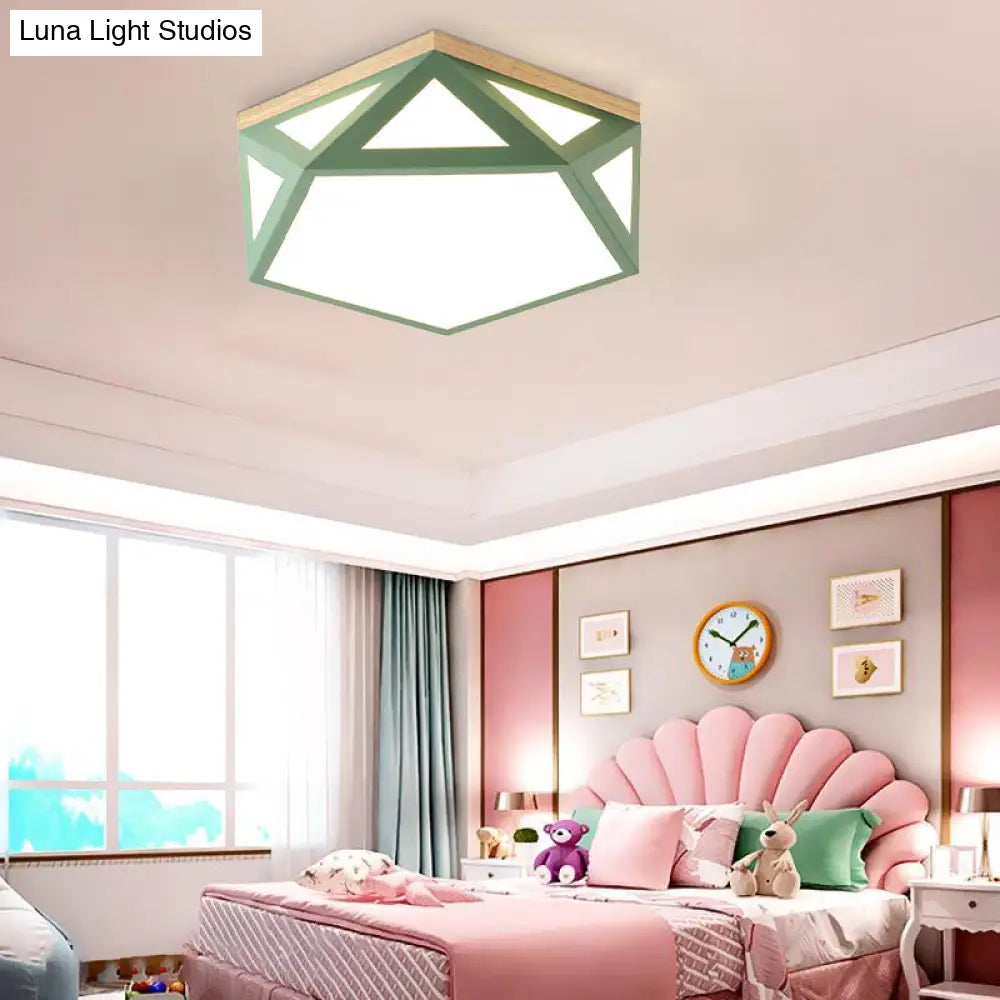 Geometric Acrylic Led Flush Light With Multiple Sizes And Color Options For Bedroom Ceiling -