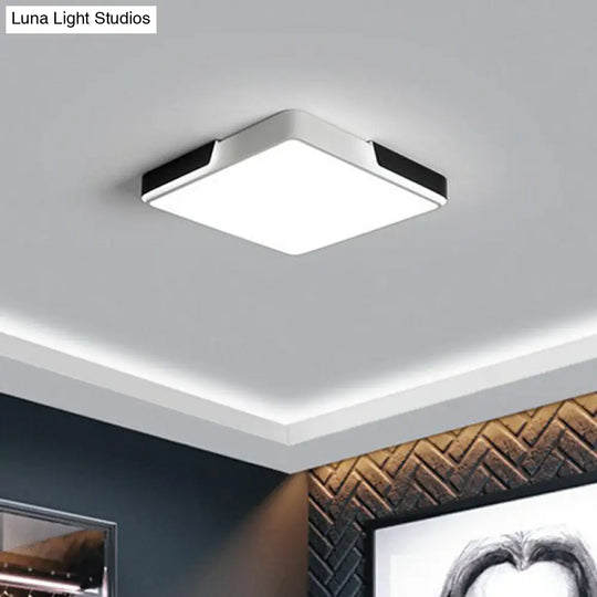 Geometric Black And White Led Flush Ceiling Light For Living Room Black - White / Square