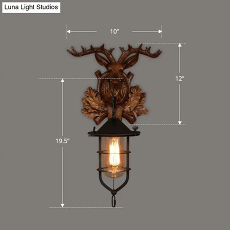 Geometric Country Style Wooden Wall Sconce - Brown Light Fixture For Corridor