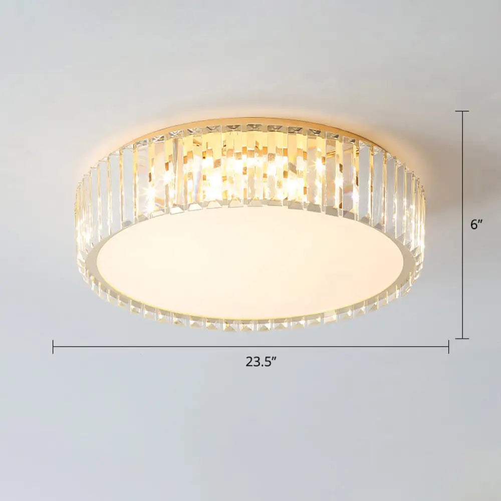 Geometric Crystal Led Flushmount Ceiling Light With Simple Champagne Style / 23.5’ Round