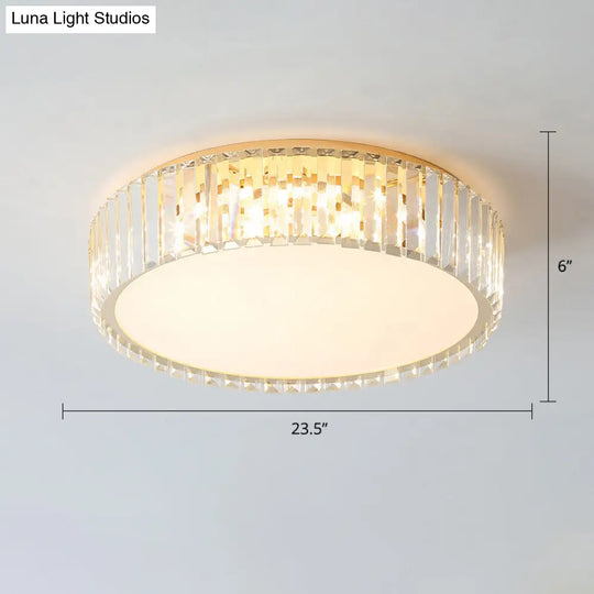 Geometric Crystal Led Flushmount Ceiling Light With Simple Champagne Style / 23.5 Round